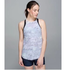Lululemon Water: Sea-Me Run Singlet Tank Mini Blushed Illusion White Multi color